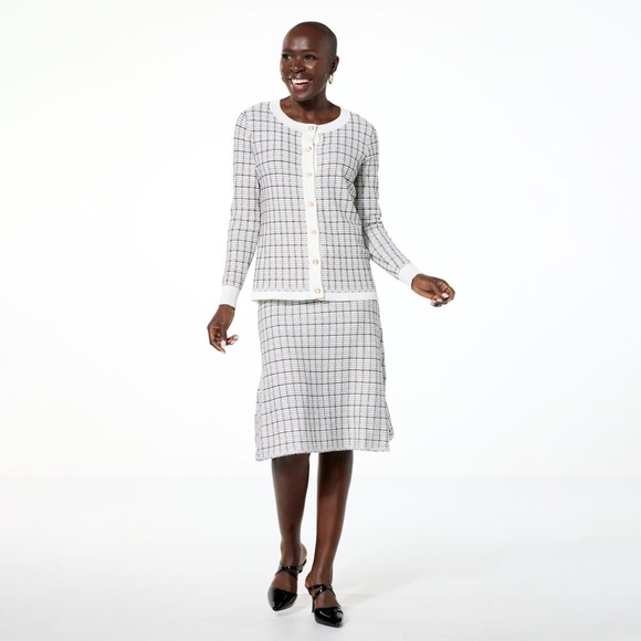 Nina Leonard Dresses & Skirts - Nina Leonard 2-piece Tweed Cardi and Skirt Set size M